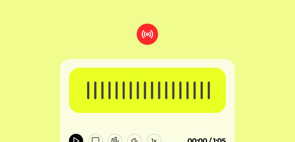  A live, teacher-controlled voice note. The red indicator tells the student when something is being driven from the teacher’s side in real time 